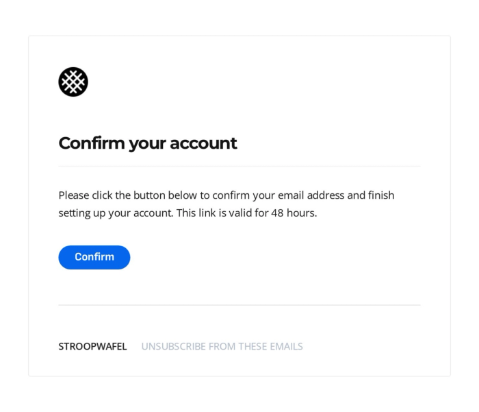 Account confirmation email template.